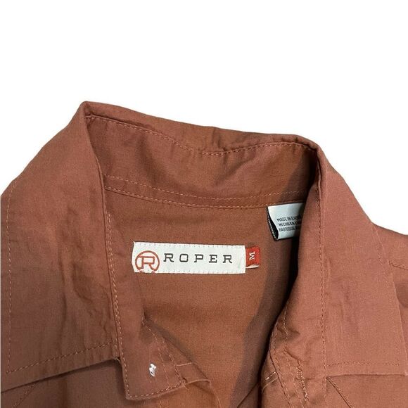 ROPER Pearl Snap Button Down Shirt Brown Size Medium - Picture 5 of 5